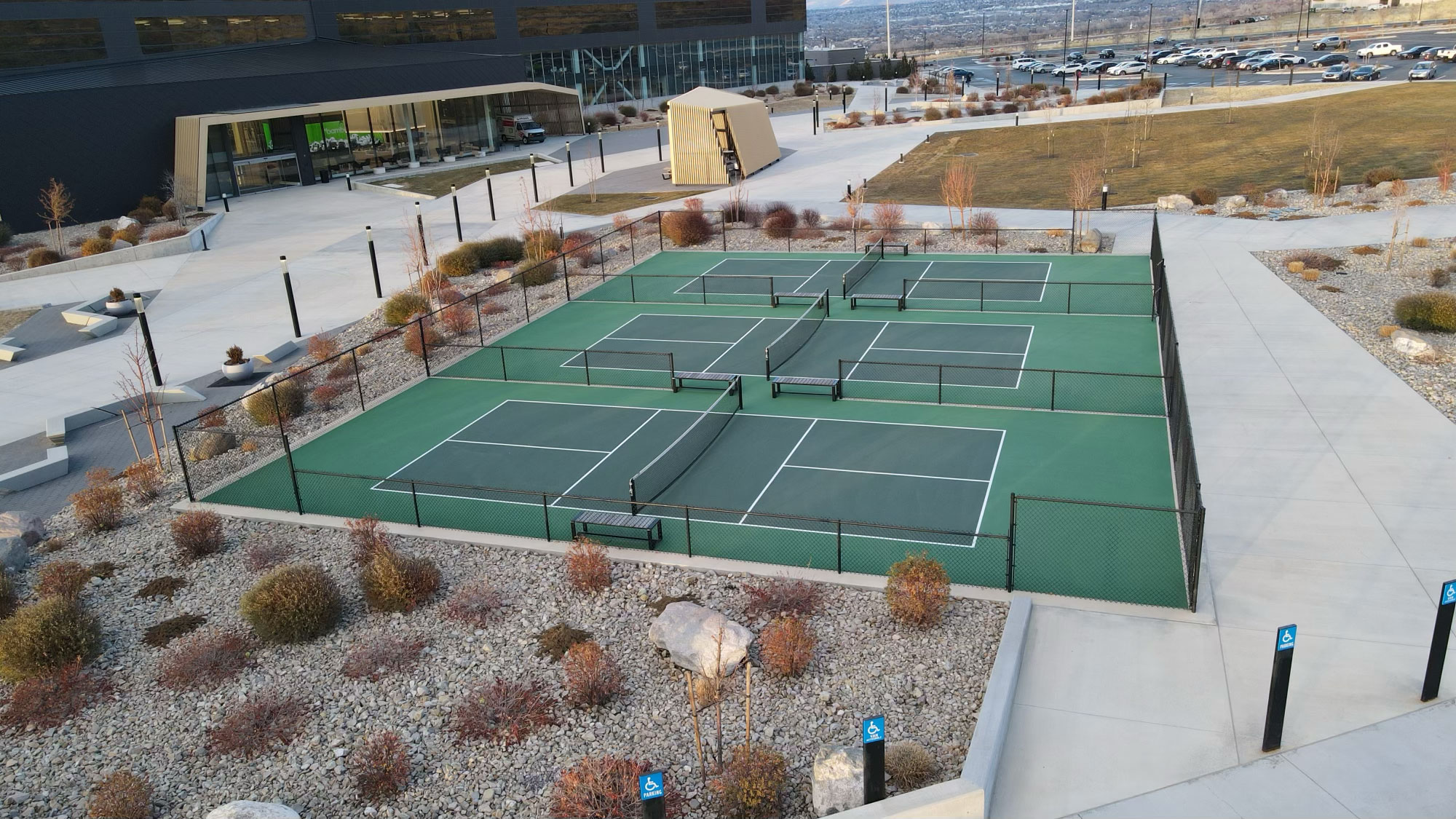 Commercial pickleball courts at office complex