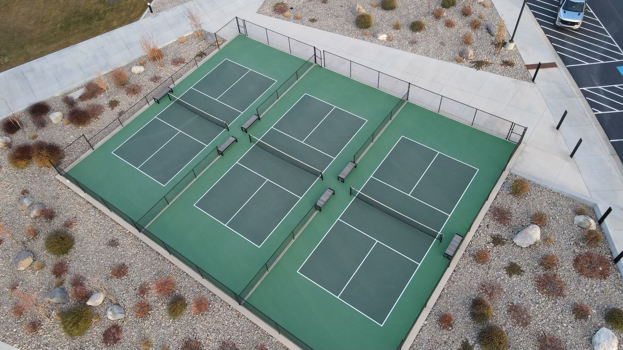 Office pickleball courts — corporate recreation facility